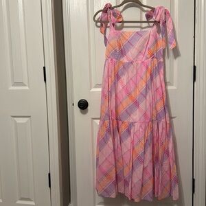 Plaid Pink and Orange Women's Dress